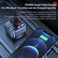 Car Charger MP3เครื่องเล่นเพลง USB PD30W Fast Charge Wireless Bluetooth FM Transmitter แฮนด์ฟรี Aux Audio Phone Charger Car Kits