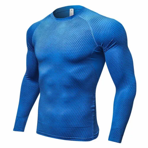 Mens Compression Base Layer Top Long Sleeve Thermal Gym