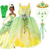 Dressy Tiana Princess Ball Gown Girls Halloween The Princess And The Frog Fairy Green Dress Children Birthday Party Vestido Gift...