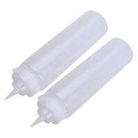 2X 250Ml White Transparent Plastic Sauce Squeeze Bottle Dispenser with Cap