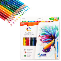 Deli C00720 Water Colored Pencil 24 Colors ดินสอสีไม้ระบายน้ำ แท่งยาว บรรจุ 24 สี ฟรีพู่กัน สี สีไม้ สีไม้ระบายน้ำ สีน้ำ