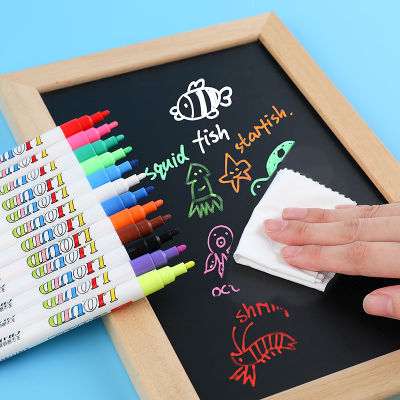 12 Colorset Liquid Erasable Chalk Marker Pen For Glass Windows Blackboard Markers Teaching Tools Office