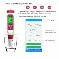 BLE-9908 Smart Bluetooth Portable Handle Water 4 In 1 PH TDS TEMP EC Conductivity Meter Tester For Aquarium Pool Spa