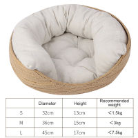 SML BedKennel Cat Mat Dog Bed Sofa Bamboo Weaving Four Season Cozy Nest Baskets Waterproof Removable Cushion Sleeping Bag