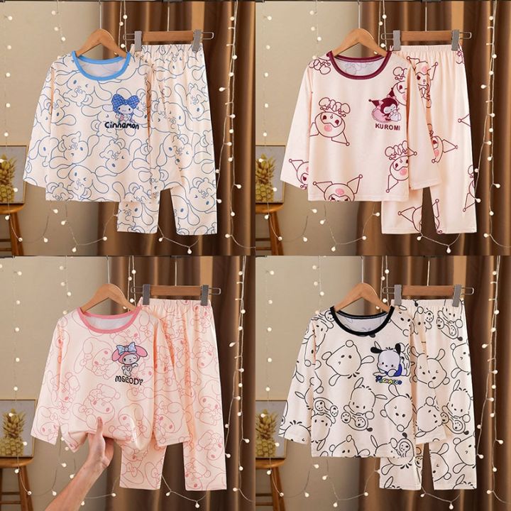 Kawaii Sanrio My Melody Kids Pajamas Sets Cartoon Cinnamoroll Girls Home  Clothing Anime Kuromi Boys Sleepwear Children Clothing