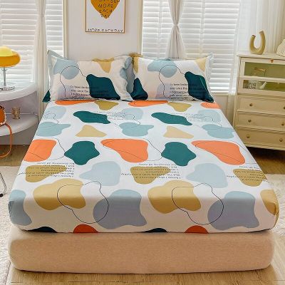 มุมผ้าคลุมฟูกสี่มุมสำหรับเตียงควีนไซส์150/180ซม. ผ้าปูที่นอนผ้าปูที่นอนผ้าฝ้ายพิมพ์ลายแบบใหม่100%