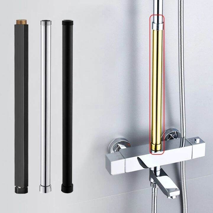 1pcs-shower-extension-pipe-bathroom-shower-arm-stainless-steel-round-square-faucet-extension-rod-tube-head-holder-bath-hardware