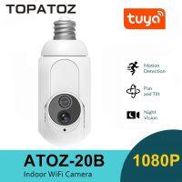 Topatoz Tuya กล้องจับความเคลื่อนไหวอัจฉริยะ,Ip Wi-Fi 1080P Hd E27หลอดไฟ Cctv ในบ้านมองเห็นกลางคืนกล้องวงจรปิด