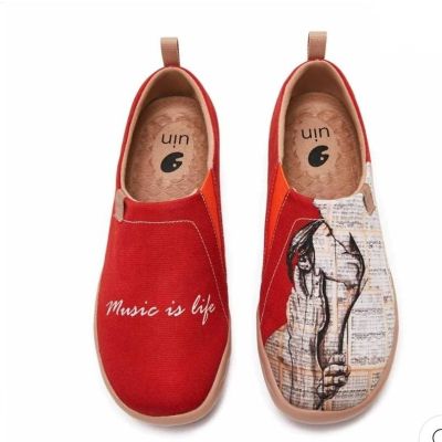 UIN fashion retro sports art casual sneakers travel shoes MUSIC Artist Paint Women Canvas Shoes