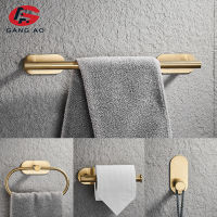 Brushed Gold Bathroom Hardware Set Paper Holder Towel Rack Robe Hook Towel Bar Stainless Steel Bath Bathroom Accessories