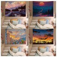 Sunset Landscape Wall Tapestry Wall Hanging Decoration Household Decor Blanket Knitting  Crochet