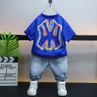 Boys Summer Suit Western Style 2023 New Boy Thin Type Summer Handsome Baby Short Sleeve Clothes Trendy Childrens Clothing