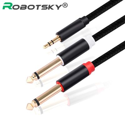 Audio Cable 3.5mm to Double 6.35mm Aux Cable 2 mono 6.5 Jack to 3.5 Male for Phone to Mixer Amplifier 6.35 Adapter