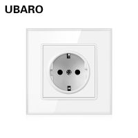 【ใหม่】 UBARO สหภาพยุโรปมาตรฐานผนังซ็อกเก็ตเดียวที่มีสีขาวสีเทาคริสตัลแผงกระจกนิรภัยเต้าเสียบไฟฟ้า110 250โวลต์16A เครื่องใช้ในบ้าน