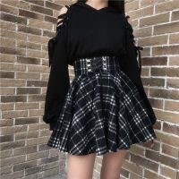 Y2K Skirt Women 2022 Korean Fashion Woolen Plaid Skirt Lace Up High Waist Harajuku All-match School Preppy Mini Skirts for Girls