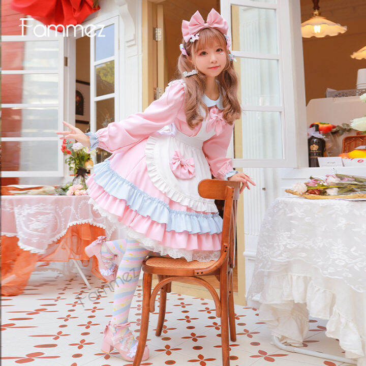 ฮาโลวีนญี่ปุ่นโลลิต้าโลลิต้า-cos-อะนิเมะครีม-little-sweetheart-maid-dress-soft-girl-servant-womens-cafe