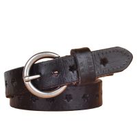 Cowskin Leather Fashion Designer Belt Women Brands Belt Hot Hollow Out Stars Women Candy Color Strap Belts for jeans