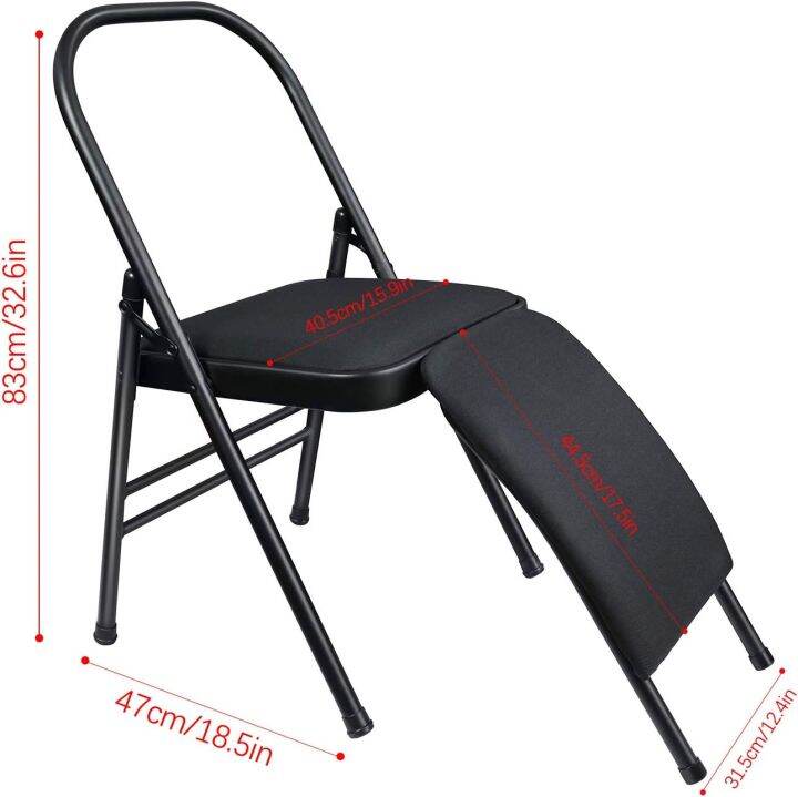 Yoga Auxiliary Chair with Lumbar Back Support for Iyengar Foldable
