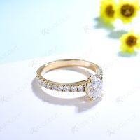 Kuololit Oval Cut Diamond Moissanite Ring for Women Solid 10K 14K Yellow Gold Solitaire Ring for Engagement Wedding Gift Jewelry