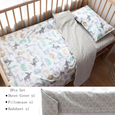 Baby Bedding Set Cartoon Soft Woven Cotton Bed Linen For Kids Crib Bedding With Bumper For Boys Girls Baby Nursery Decor