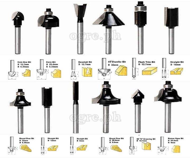 Total (TACSR0121 / 6mm) and (TACSR2121 / 12mm) 12 pcs Router Bits Set ...