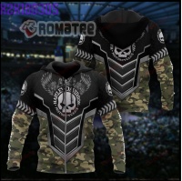 Army Camo Harley-Davidson Motorcycles Armor Style Willie G Skull Engine 3D All Over Print Hoodie