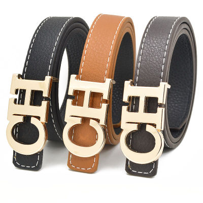 Letter buckle mens and womens pure I-shaped buckle belt womens letter buckle belt womens buckle trouser belt  UOG2