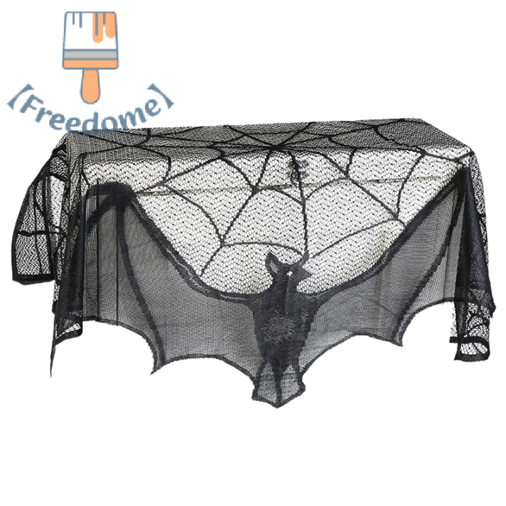 freedome-halloween-bat-table-runner-สีดำแมงมุมเว็บผ้าปูโต๊ะผ้าปูโต๊ะเตาผิงม่านสำหรับฮาโลวีนปาร์ตี้ตกแต่งบ้านสยองขวัญ-props