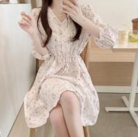 2021 New Flower Print Summer Dress Evening Long Vintage Dresses Oversize Short Sleeve Beach Women Dress Robe Vestido Prom