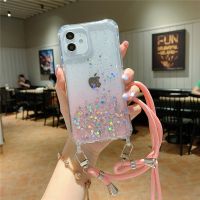 {Shell Superman Digital} Luxury Glitter Gradient โปร่งใส Crossbody Lanyard สายไฟสำหรับ iPhone 14 13 12 11 Pro Max XS XR 8 7 Plus SE3