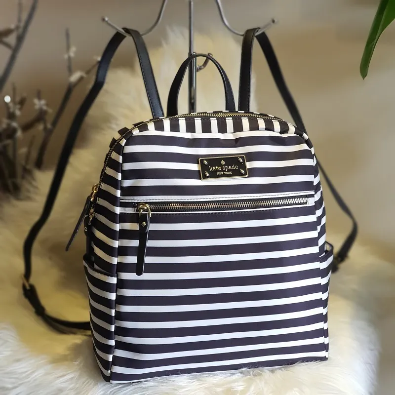 Original Kate Spade Blake Avenue Black And White Horizontal Stripes Backpack  | Lazada PH