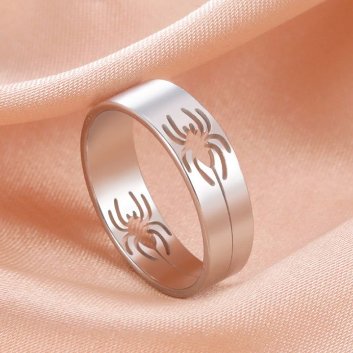 kpop-แหวนแฟชั่นสไปเดอร์สแตนเลสสำหรับผู้ชายพังก์สีเงินฮิปฮอปแหวนใส่นิ้วสตรีทเครื่องประดับโกธิค