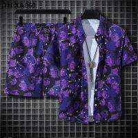 Hawaiian flower mens summer loose beach suit Hainan Sanya travel short-sleeved set