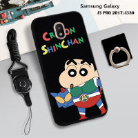 เคสนิ่มสำหรับ Samsung Galaxy J330/J3 2017/J3 Pro 2017เคสโทรศัพท์กล่องคลุมทั้งหมดทาสีป้องกันการตกป้องกันรอยขีดข่วนฝามีที่ถือวงแหวนโทรศัพท์และเชือก