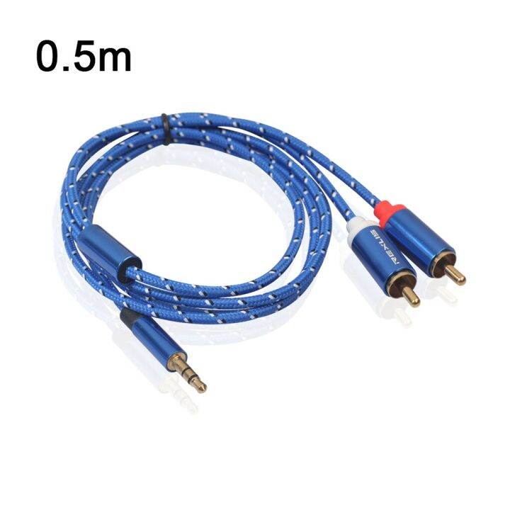 aluminum-alloy-port-3-5mm-to-2rca-adapter-phone-to-amplifiers-subwoofer-audio-mixer-home-theater-aux-audio-cable