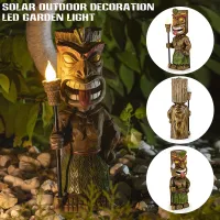 Tiki Guard Solar LED Light Outdoor Decor LED Garden Power Light Decoration Crafts Gardening Sculpture Lawn Lamp for Courtyard