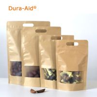 【DT】 hot  100 Pcs/lot Kraft Paper Windowing Zifeng Dai Bags Gift Dried Food Fruit Nuts Tea Packaging Pouches Zipper Sealing Bags