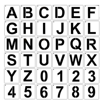 Letter ลวดลายสำหรับวาดภาพอุปกรณ์สำหรับตัด36 Pcs ตัวอักษรและตัวเลข Stencils Reusable ตัวอักษรแม่แบบสำหรับการตกแต่งภายในบ้าน