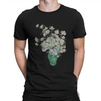 Roses Cut Out Men T Shirts Vincent Van Gogh Vintage Tee Shirt Short Sleeve Crew Neck T-Shirt 100% Cotton Classic Clothes