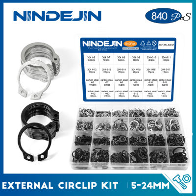 ชุดคลิปหนีบแหวนล็อคสลัก NINDEJIN C สำหรับก้านขนาด5-28มม. ทำจากเหล็กกล้าคาร์บอนสแตนเลสชุดแหวนยึด