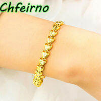 สร้อยข้อมือทองขัดหัวใจสีทอง24K ของผู้หญิง Chfeirno