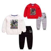 **ใหม่ ชุด** Autumn 8 Colors Kids Long Sleeve T-Shirt Cotton Minecraft Cartoon Sweater+ Pants Set