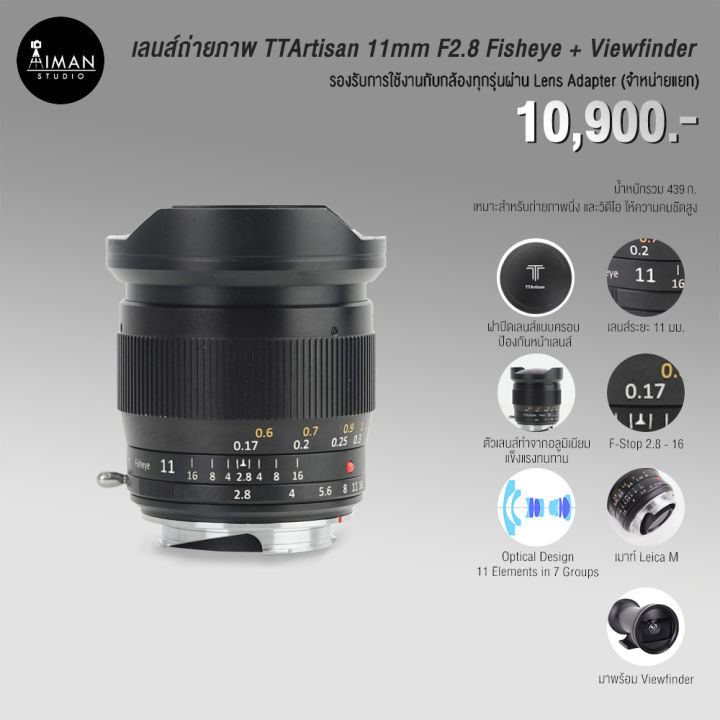 เลนส์ถ่ายภาพ-ttartisan-11mm-f2-8-fisheye-พร้อม-viewfinder