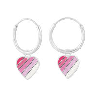 Silver thai ห่วงเงินแท้ 925 ประดับหัวใจ,925 sterling silver hoops with heart charm.