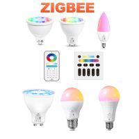 [HOT QQZIWWUJJWG 104] Zigbee 3.0 4W 5W 6W 12W RGB CCT LED สมาร์ทหลอดไฟ Pro MR16 GU10 E14 E27 Led โคมไฟใช้งานร่วมกับ Echo Alexa APP/เสียง/รีโมทคอนโทรล RF