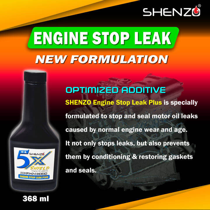 Shenzo Engine Oil Stop Leak Plus 368ml Leaking Engine Oil Treatment Honda Toyota Nissan Suzuki