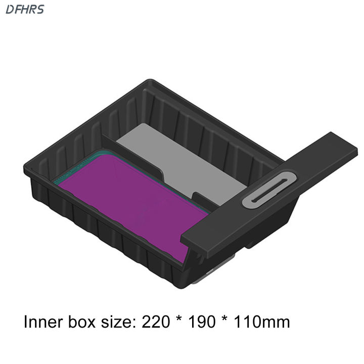 ลิ้นชักที่เท้าแขน-dfhrs-กล่องเก็บของกล่องเก็บของการติดตั้งที่สะดวกที่เหมาะกับคอนโซลสำหรับเทสลา
