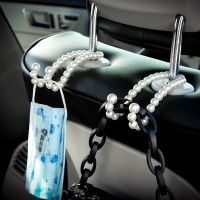 Universal Multi-functional Pearl Car Seat Headrest Hanger Bag Hook Phone Holder Diamond Clip Women Auto Interior Accessories