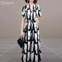 Fashion summer womens A- line dress socialite Slim womens V-neck mid-length dress V729