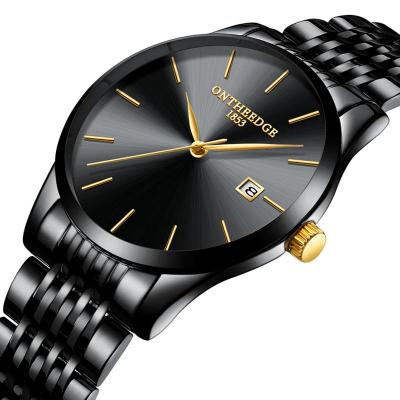 นาฬิกาควอตซ์ผู้ชายแฟชั่นหรูหราบางเฉียบนักธุรกิจผู้ชายนาฬิกาสแตนเลสสตีลพิเศษ